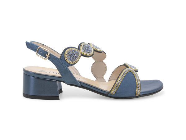 Melluso Sandali Eleganti Tacco Stabile Tomaia Camoscio Blu Avio K35526-235139